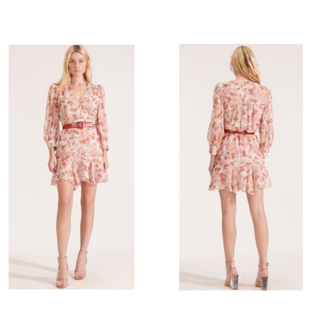 Veronica Beard Cybil Floral Shimmer Silk Dress Size 0